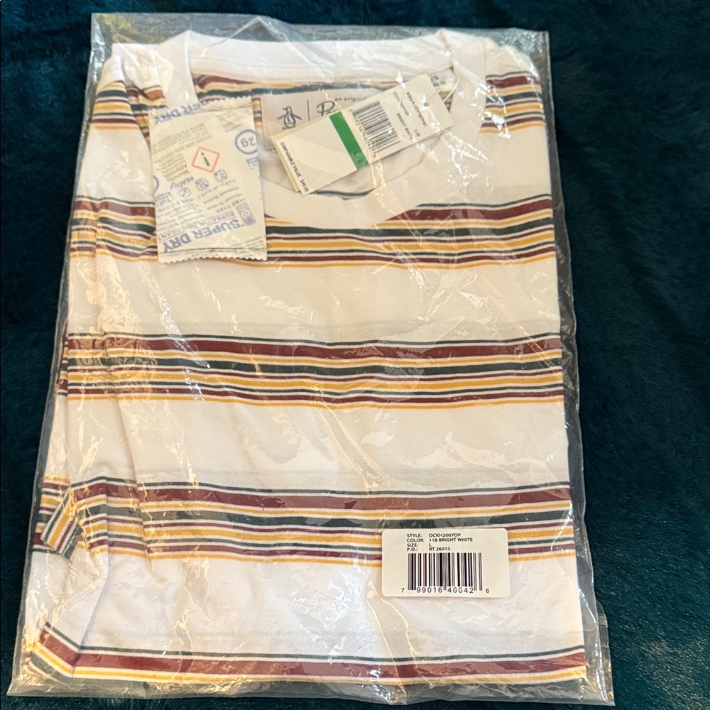 Original Penguin White T-Shirt with Multicolor Stripes